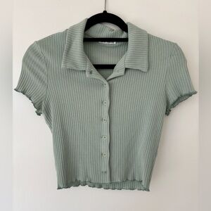 Reformation Sage Green Button Down Shirt